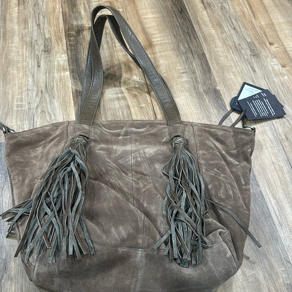 NWT suede fringe handbag